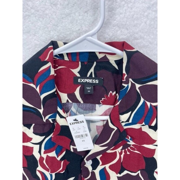 Express Leaf Print Shirt Men’s Size XS Rayon Hawaiian Short Sleeve Button Up NWT - Picture 3 of 7